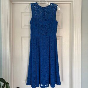 Calvin Klein blue lace sleeveless fit & flare dress, 4